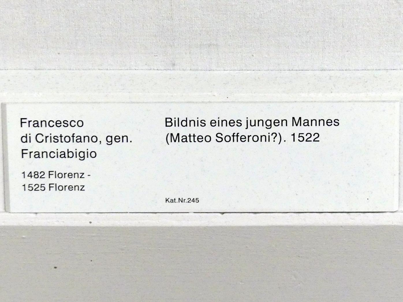Francesco di Cristofano (Franciabigio) (1510–1523), Bildnis eines jungen Mannes (Matteo Sofferoni?), Berlin, Gemäldegalerie ("Berliner Wunder"), Kabinett 30, 1522, Bild 2/2