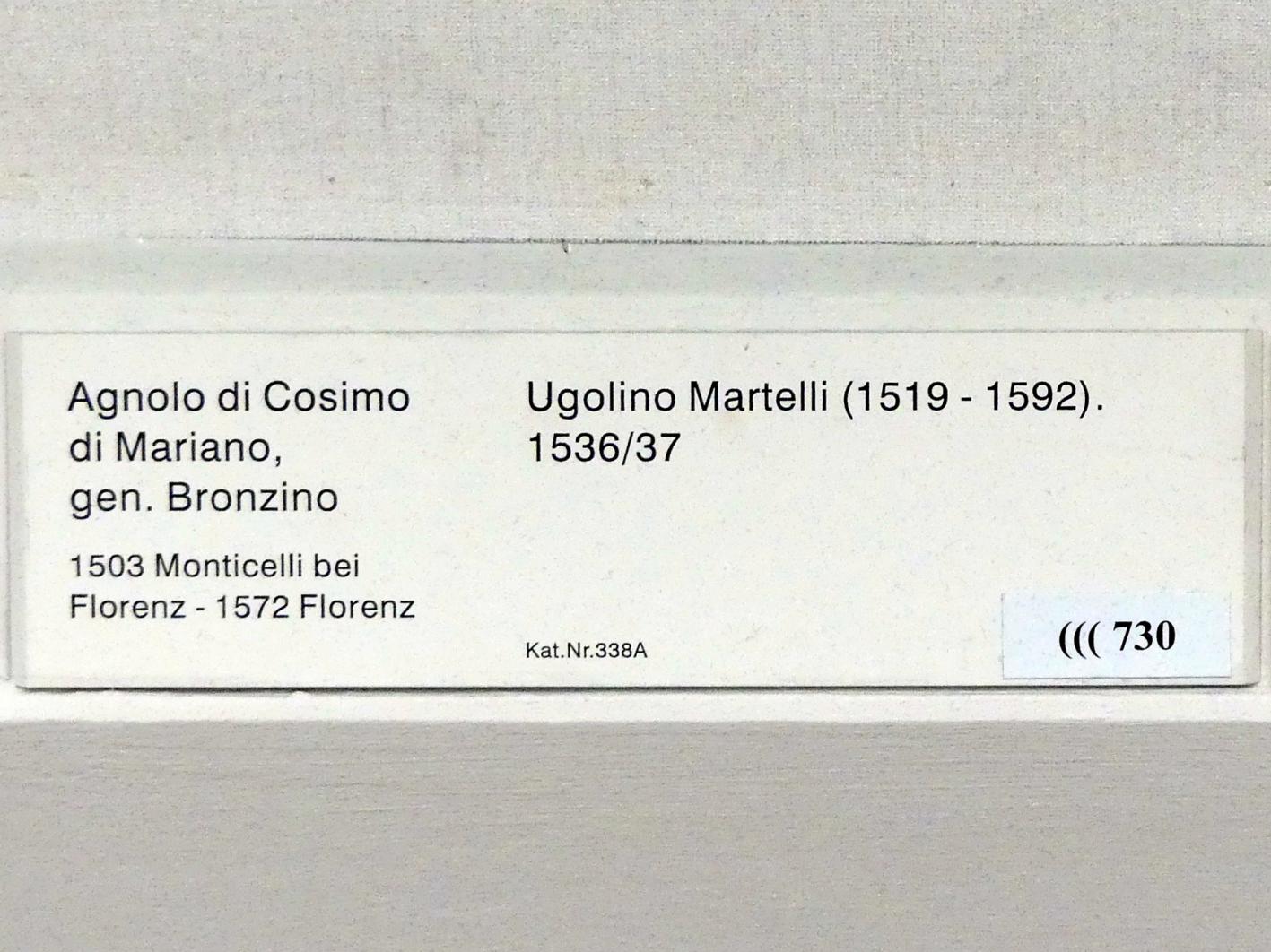 Agnolo di Cosimo di Mariano (Bronzino) (1526–1562), Ugolino Martelli (1519-1592), Berlin, Gemäldegalerie ("Berliner Wunder"), Kabinett 30, 1536–1537, Bild 2/2