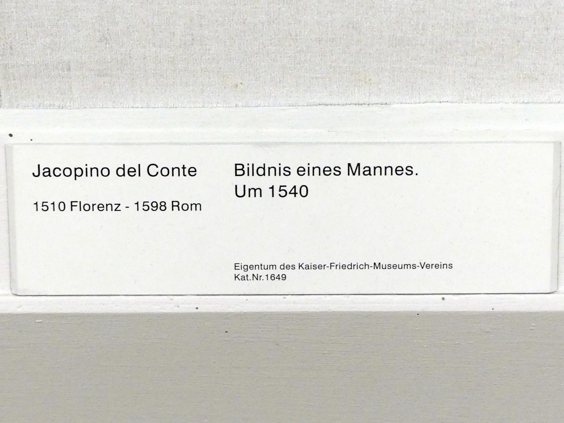 Jacopino del Conte (1532–1540), Bildnis eines Mannes, Berlin, Gemäldegalerie ("Berliner Wunder"), Kabinett 30, um 1540, Bild 2/2