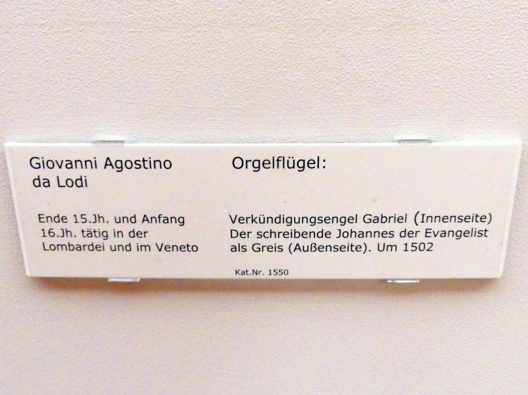 Giovanni Agostino da Lodi (1502–1505), Orgelflügel, Berlin, Gemäldegalerie ("Berliner Wunder"), Kabinett 31, um 1502, Bild 3/3