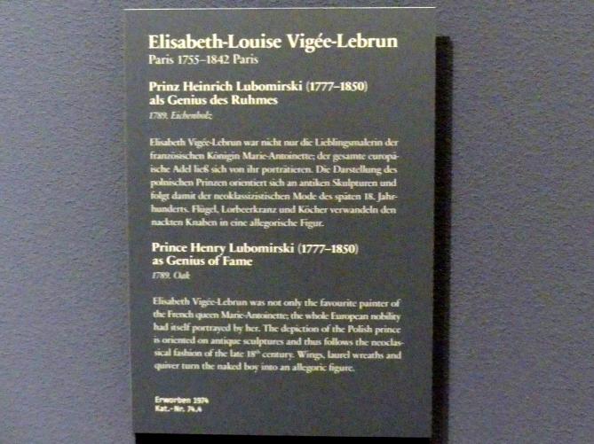 Élisabeth Vigée-Lebrun (1778–1810), Prinz Heinrich Lubomirski (1777-1850) als Genius des Ruhmes, Berlin, Gemäldegalerie ("Berliner Wunder"), Wandelhalle, 1789, Bild 2/2
