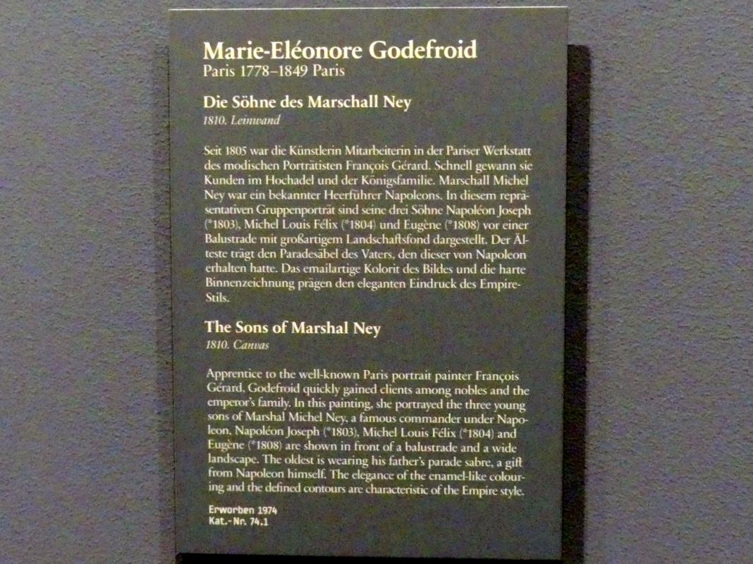 Marie-Éléonore Godefroid (1810), Die Söhne des Marschall Ney, Berlin, Gemäldegalerie ("Berliner Wunder"), Wandelhalle, 1810, Bild 2/2