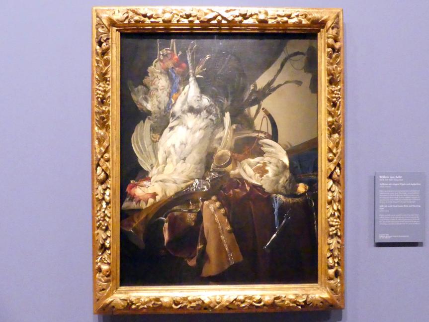 Willem van Aelst (1660–1679), Stillleben mit erlegten Vögeln und Jagdgeräten, Berlin, Gemäldegalerie ("Berliner Wunder"), Wandelhalle, 1660
