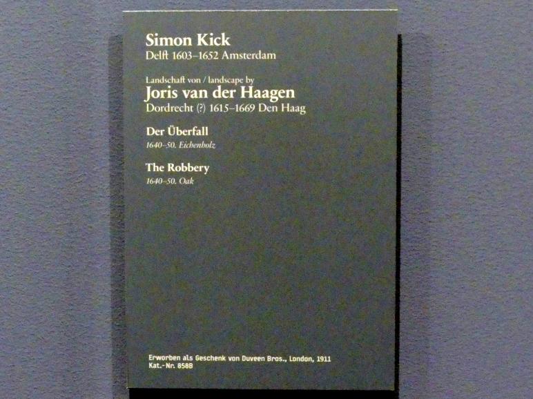 Simon Kick (1645), Der Überfall, Berlin, Gemäldegalerie ("Berliner Wunder"), Wandelhalle, 1640–1650, Bild 2/2