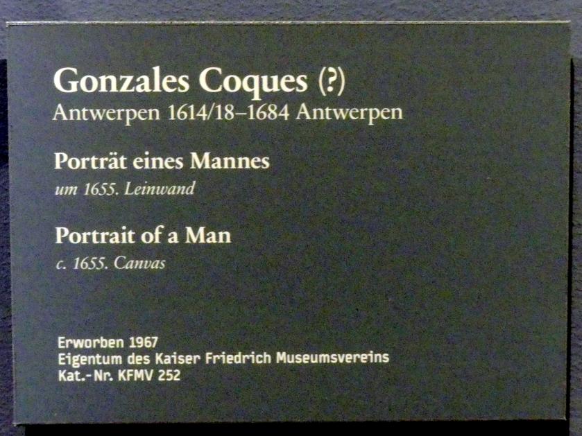 Gonzales Coques (1644–1660), Portrait eines Mannes, Berlin, Gemäldegalerie ("Berliner Wunder"), Wandelhalle, um 1655, Bild 2/2