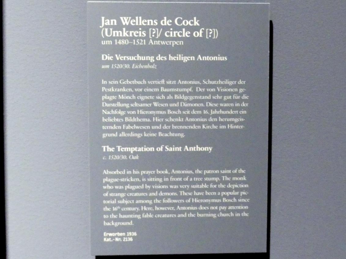 Jan Wellens de Cock (1520–1527), Die Versuchung des hl Antonius, Berlin, Gemäldegalerie ("Berliner Wunder"), Wandelhalle, um 1520–1530, Bild 2/2