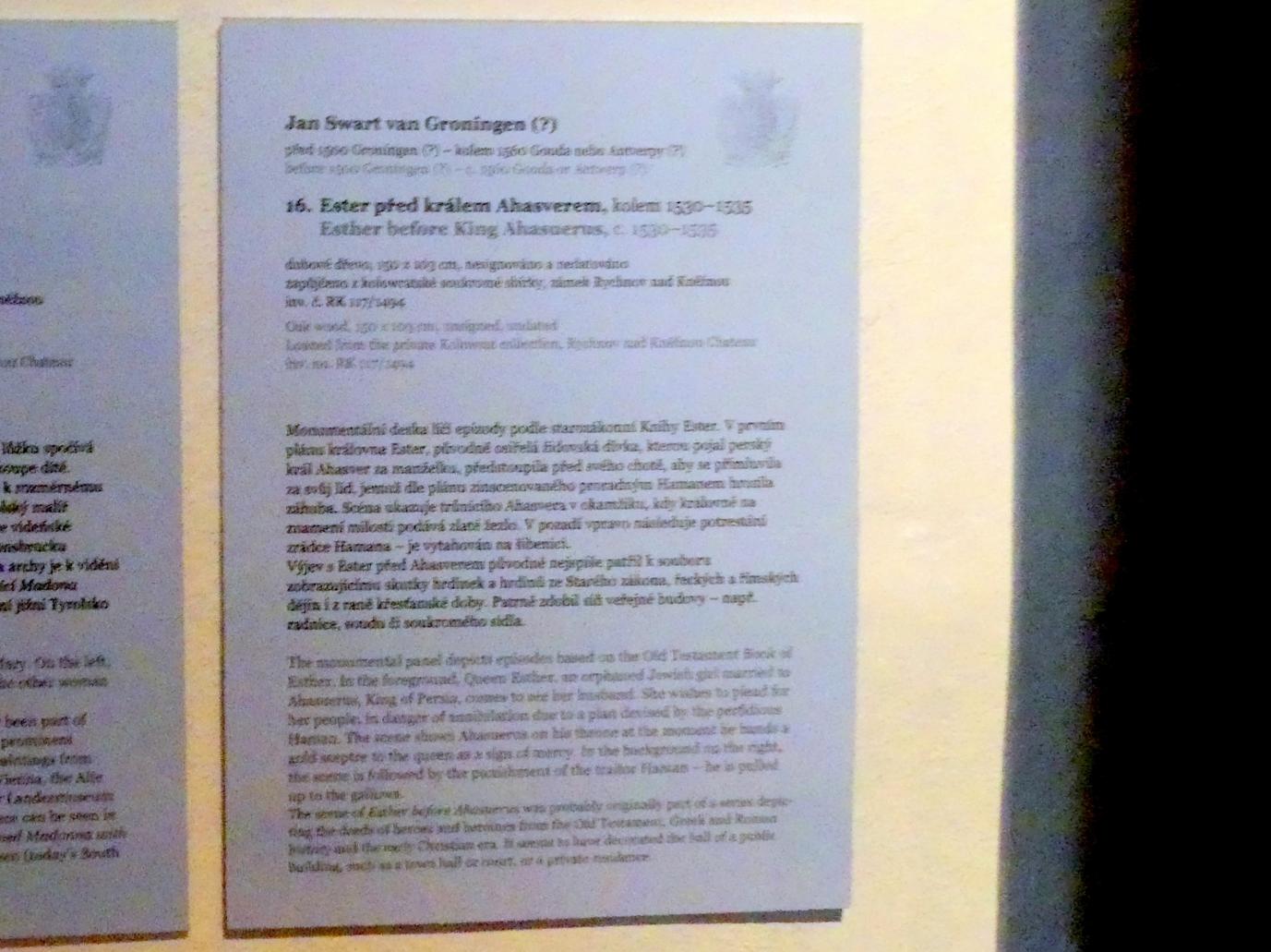 Jan Swart van Groningen (1530–1537), Esther vor König Ahasveros, Prag, Nationalgalerie im Palais Sternberg, Erdgeschoss, um 1530–1535, Bild 2/2