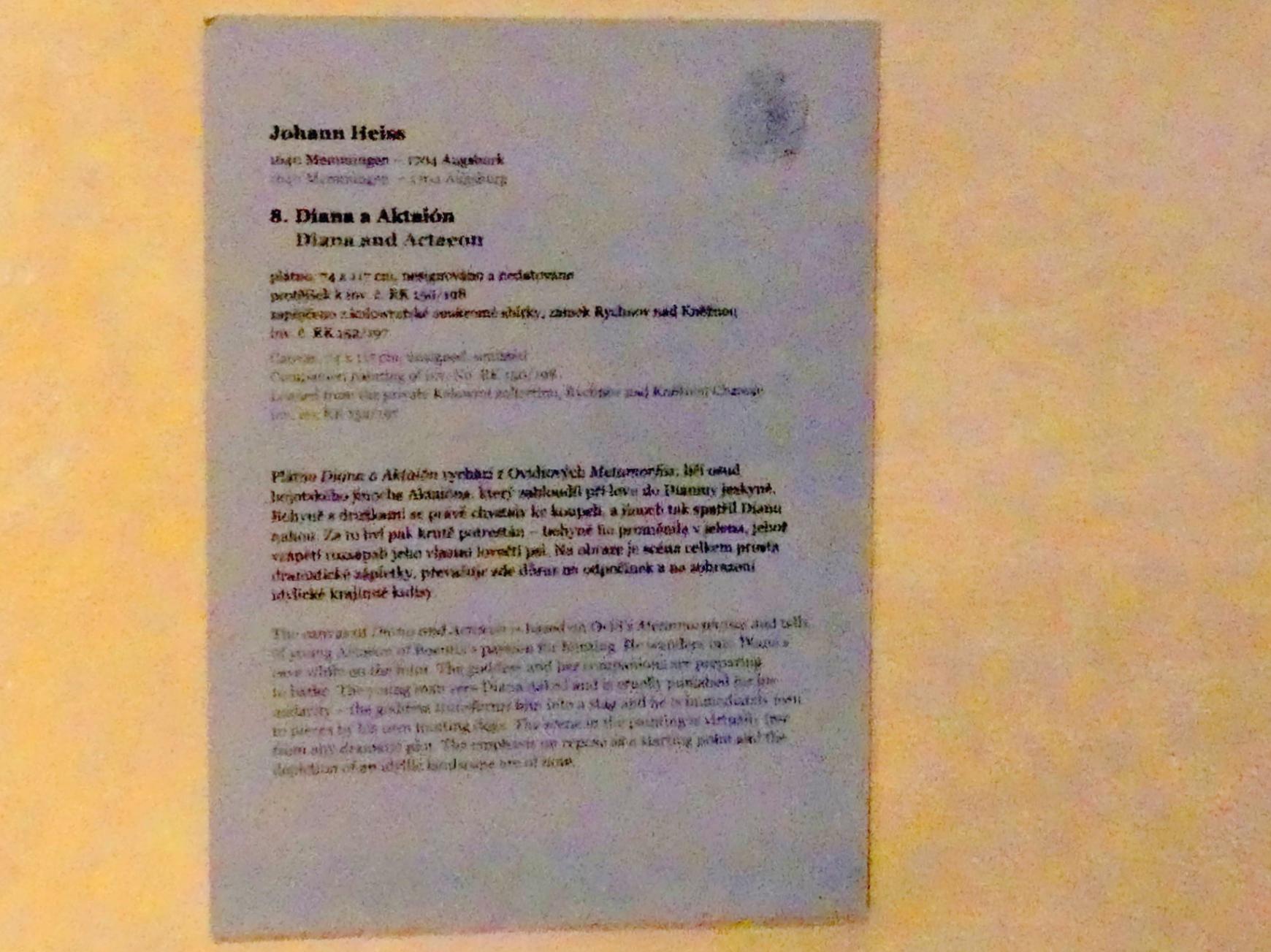 Johann Heiss (1675–1685), Diana und Aktaion, Prag, Nationalgalerie im Palais Sternberg, Erdgeschoss, Undatiert, Bild 2/2
