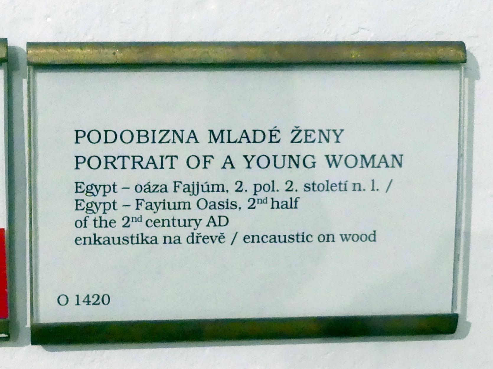 Portrait einer jungen Frau, Ägypten, Fayyum-Becken, jetzt Prag, Nationalgalerie im Palais Sternberg, 1. Obergeschoss, Saal 1, 2. Hälfte 2. Jhd., Bild 2/2