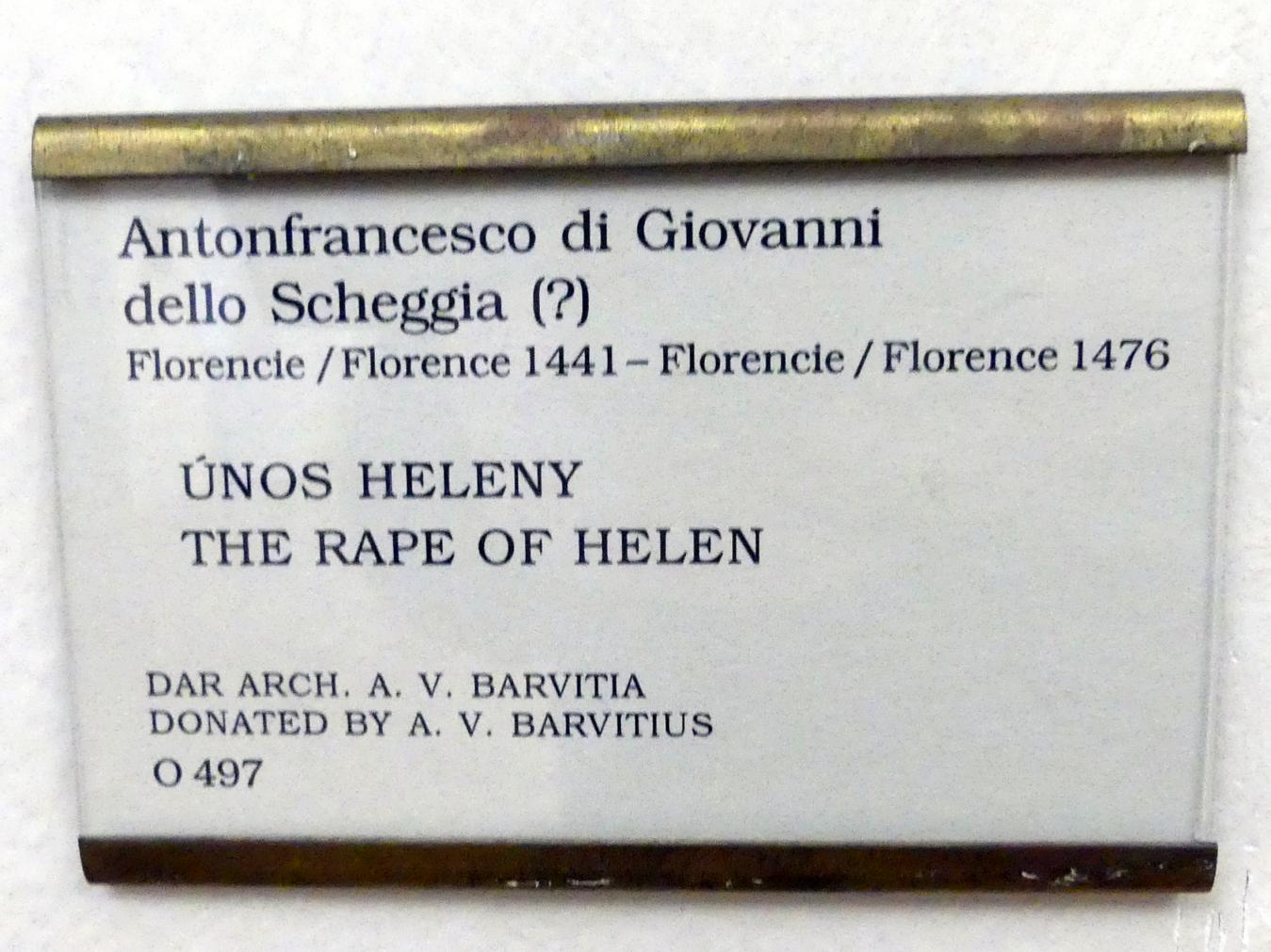 Antonfrancesco di Giovanni dello Scheggia (Undatiert), Raub der Helena, Prag, Nationalgalerie im Palais Sternberg, 1. Obergeschoss, Saal 2, Undatiert, Bild 2/2
