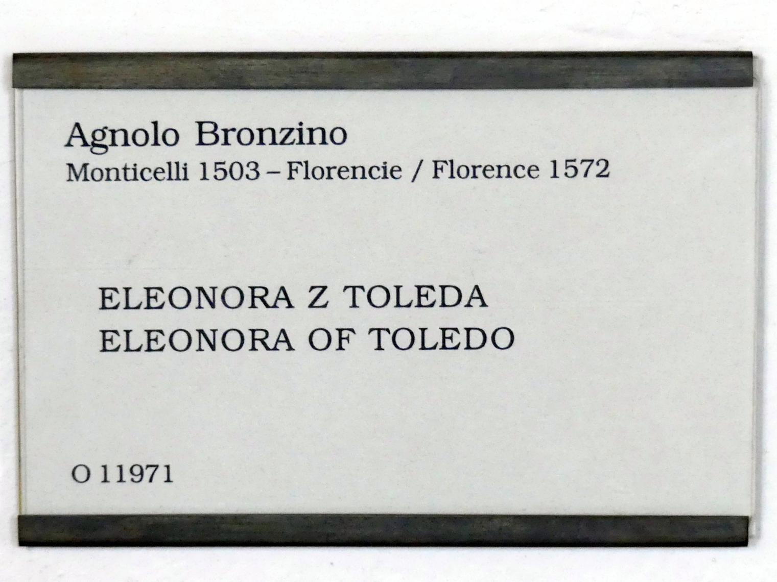 Agnolo di Cosimo di Mariano (Bronzino) (1526–1562), Eleonora von Toledo (1522–1562), Prag, Nationalgalerie im Palais Sternberg, 1. Obergeschoss, Saal 7, Undatiert, Bild 2/2