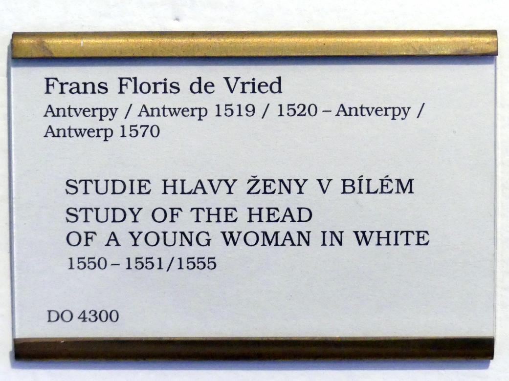 Frans Floris de Vriendt (1552–1566), Kopfstudie einer jungen Frau in weiß, Prag, Nationalgalerie im Palais Sternberg, 1. Obergeschoss, Saal 11, 1550–1555, Bild 2/2