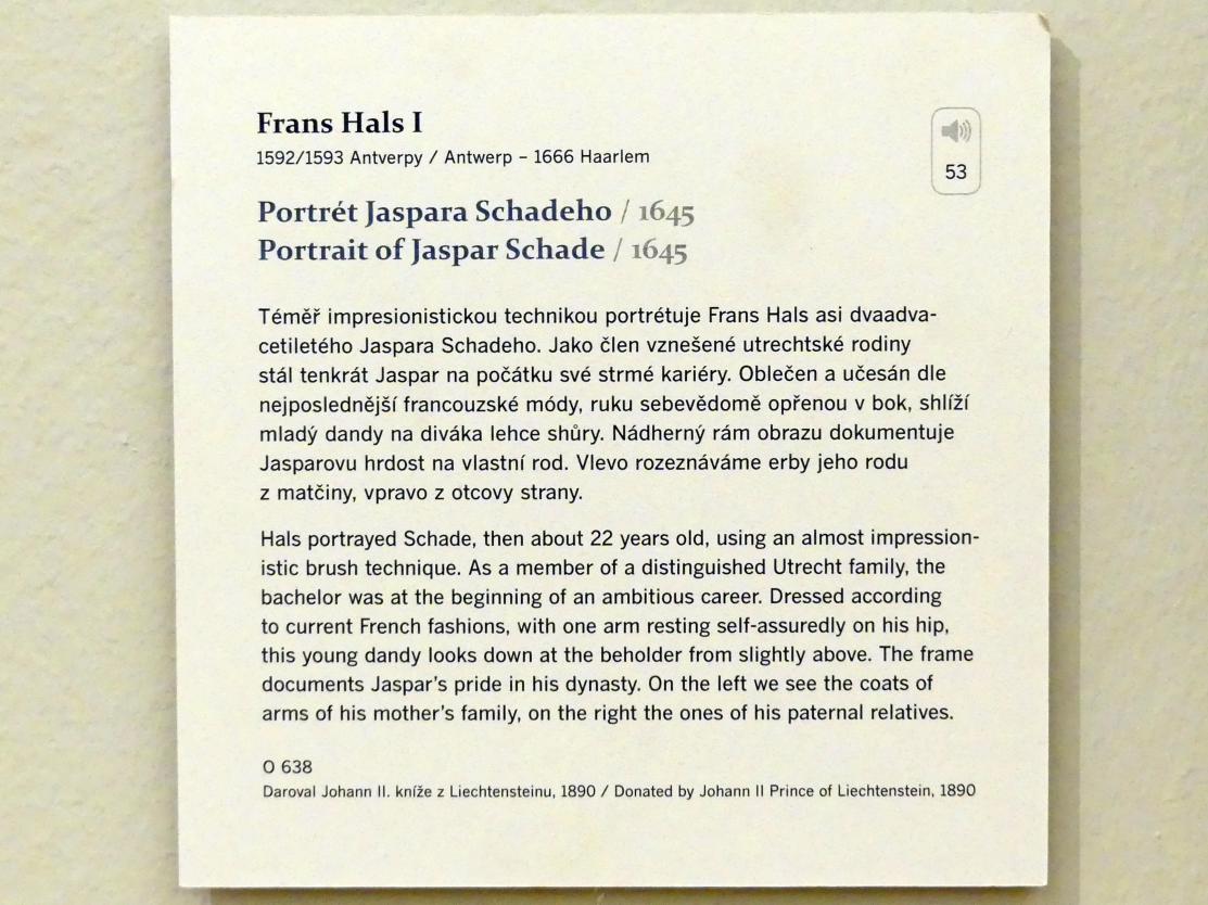Frans Hals (1616–1664), Porträt von Jaspar Schade, Prag, Nationalgalerie im Palais Sternberg, 2. Obergeschoss, Saal 2, 1645, Bild 2/2