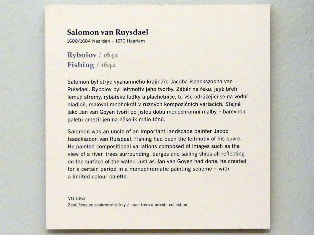 Salomon van Ruysdael (1631–1665), Fluss mit Fischer, Prag, Nationalgalerie im Palais Sternberg, 2. Obergeschoss, Saal 5, 1642, Bild 2/2