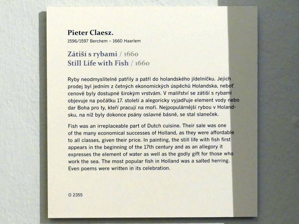 Pieter Claesz (1623–1660), Stillleben mit Fisch, Prag, Nationalgalerie im Palais Sternberg, 2. Obergeschoss, Saal 5, 1660, Bild 2/2