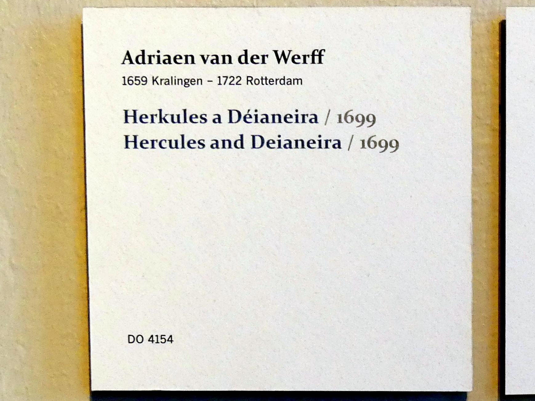 Adriaen van der Werff (1687–1715), Herkules und Deïaneira, Prag, Nationalgalerie im Palais Sternberg, 2. Obergeschoss, Saal 4, 1699, Bild 2/2