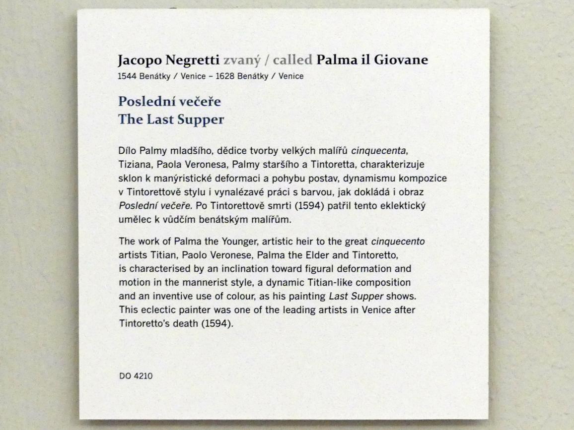 Jacopo Palma der Jüngere (Palma il Giovane / Giacomo Negretti) (1597–1620), Das letzte Abendmahl, Prag, Nationalgalerie im Palais Sternberg, 2. Obergeschoss, Saal 6, Undatiert, Bild 2/2