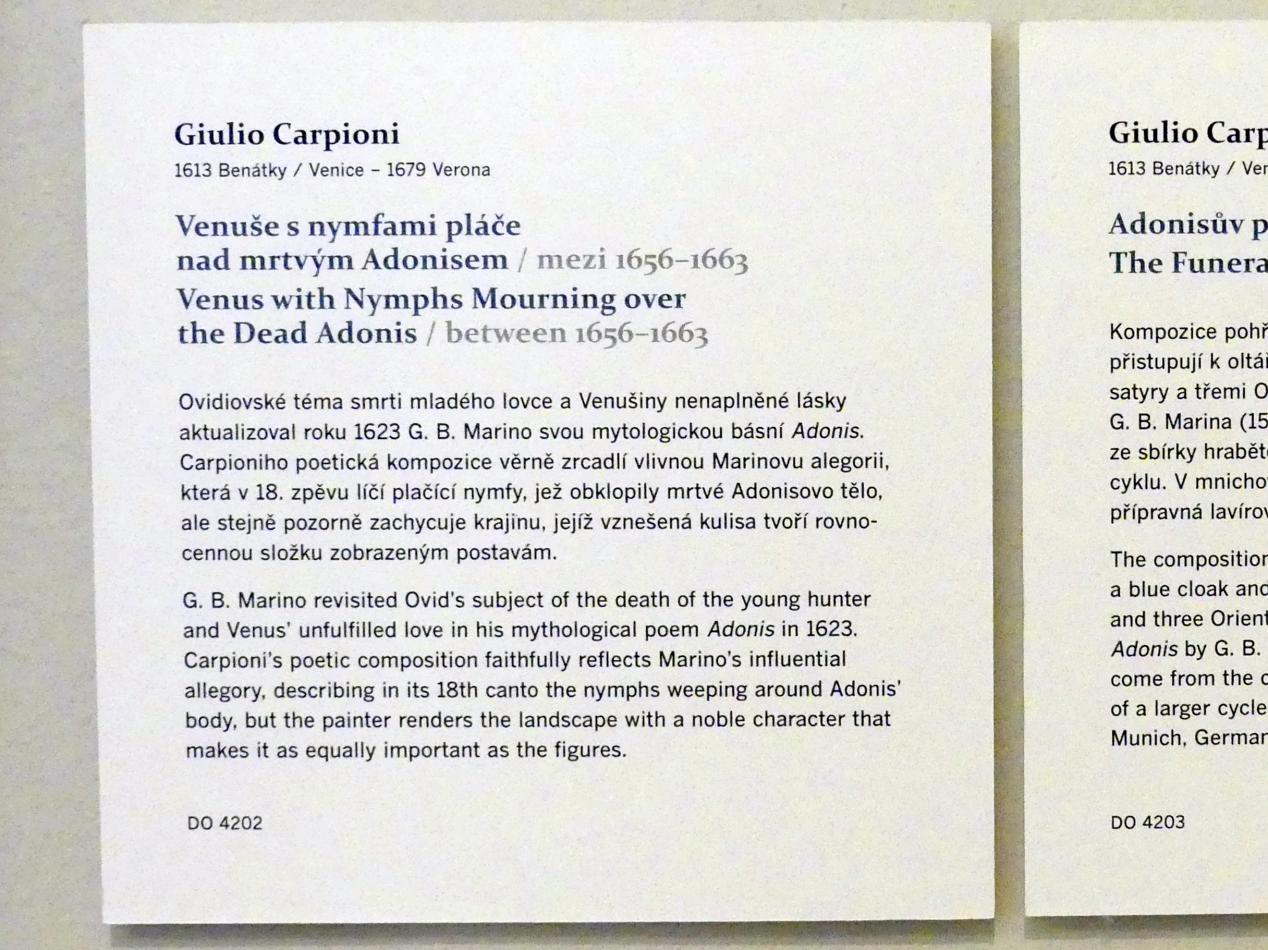 Giulio Carpioni (1659–1665), Venus und Nymphen trauern über den toten Adonis, Prag, Nationalgalerie im Palais Sternberg, 2. Obergeschoss, Saal 9, 1656–1663, Bild 2/2
