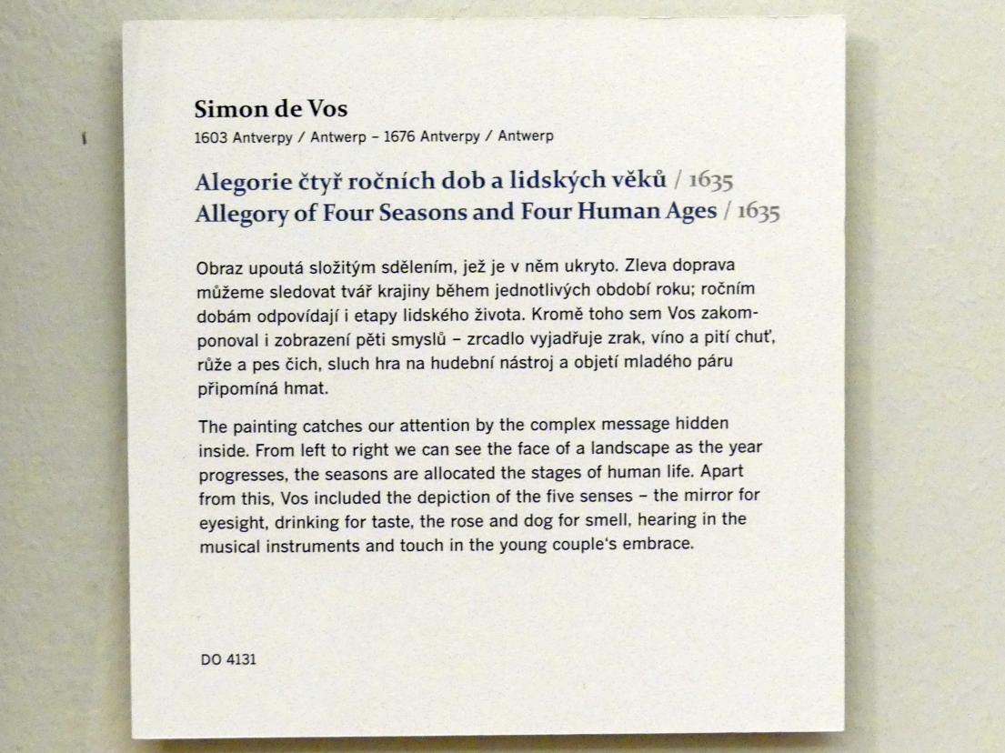 Simon de Vos (1640), Allegorie der vier Jahreszeiten und vier Menschenalter, Prag, Nationalgalerie im Palais Sternberg, 2. Obergeschoss, Saal 12, 1635, Bild 2/2