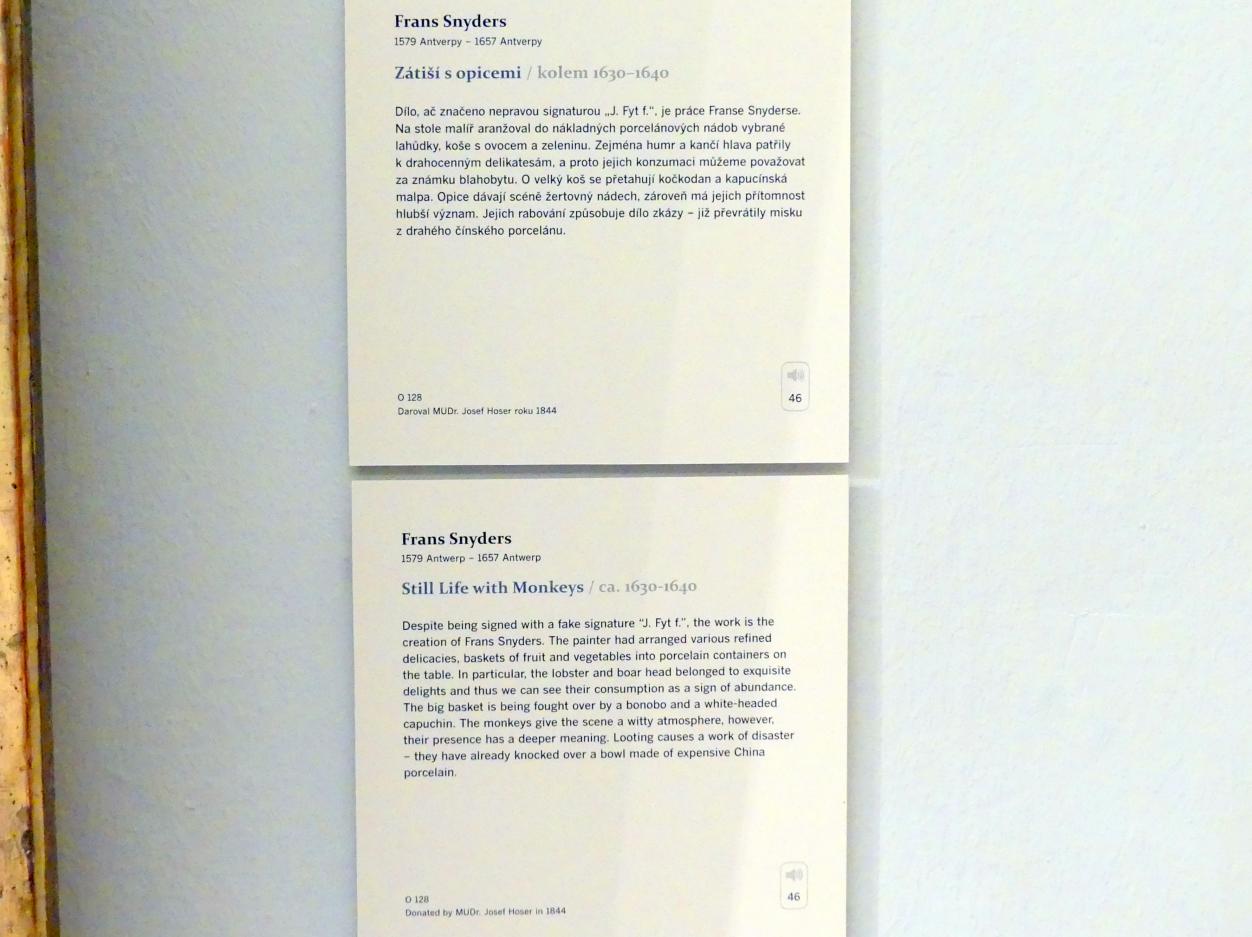 Frans Snyders (1610–1650), Stillleben mit Affen, Prag, Nationalgalerie im Palais Sternberg, 2. Obergeschoss, Saal 12, um 1630–1640, Bild 2/2