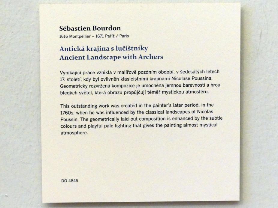 Sébastien Bourdon (1637–1667), Archaische Landschaft mit Bogenschützen, Prag, Nationalgalerie im Palais Sternberg, 2. Obergeschoss, Saal 14, Undatiert, Bild 2/2