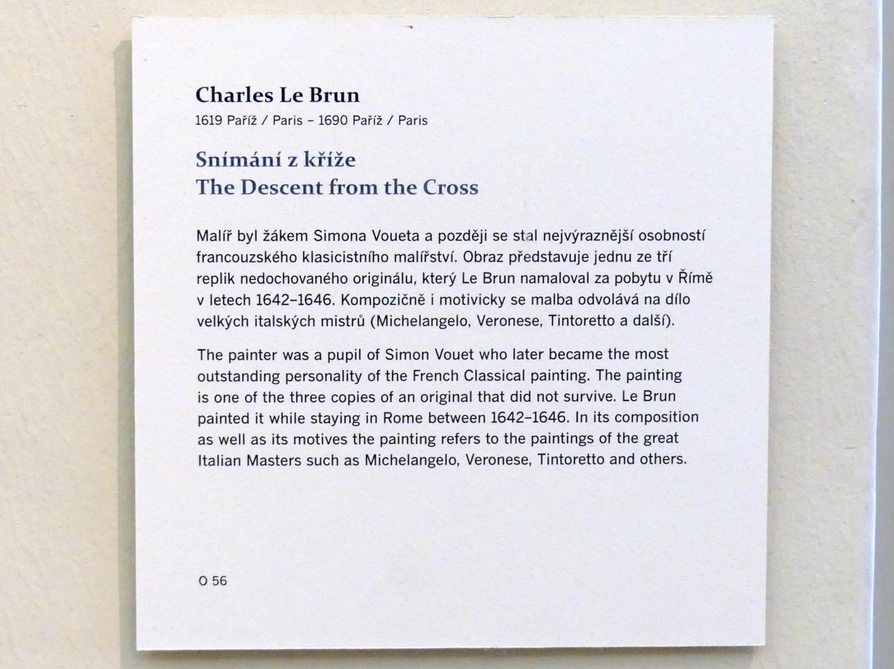 Charles Le Brun (1640–1689), Kreuzabnahme Christi, Prag, Nationalgalerie im Palais Sternberg, 2. Obergeschoss, Saal 14, Undatiert, Bild 2/2
