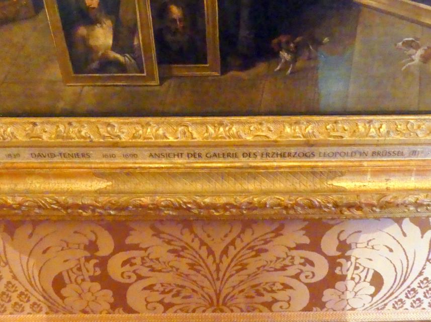 David Teniers der Jüngere (1633–1682), Ansicht der Galerie des Erzherzogs Leopold in Brüssel (II), Schleißheim, Staatsgalerie im Neuen Schloss, Niederländisches Malerei-Kabinett im Paradeappartement des Kurfürsten, Undatiert, Bild 2/2