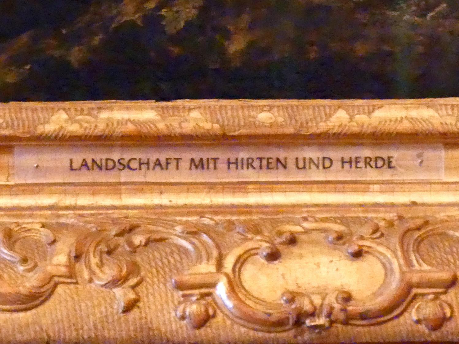 Cornelis Huysmans (1695–1700), Landschaft mit Hirten und Herde, Schleißheim, Staatsgalerie im Neuen Schloss, Niederländisches Malerei-Kabinett im Paradeappartement des Kurfürsten, Undatiert, Bild 3/3