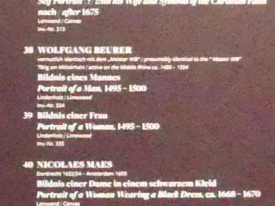 Wolfgang Beurer (1487–1497), Bildnis einer Frau, Frankfurt am Main, Städel Museum, Vorhalle, 1495–1500, Bild 2/2