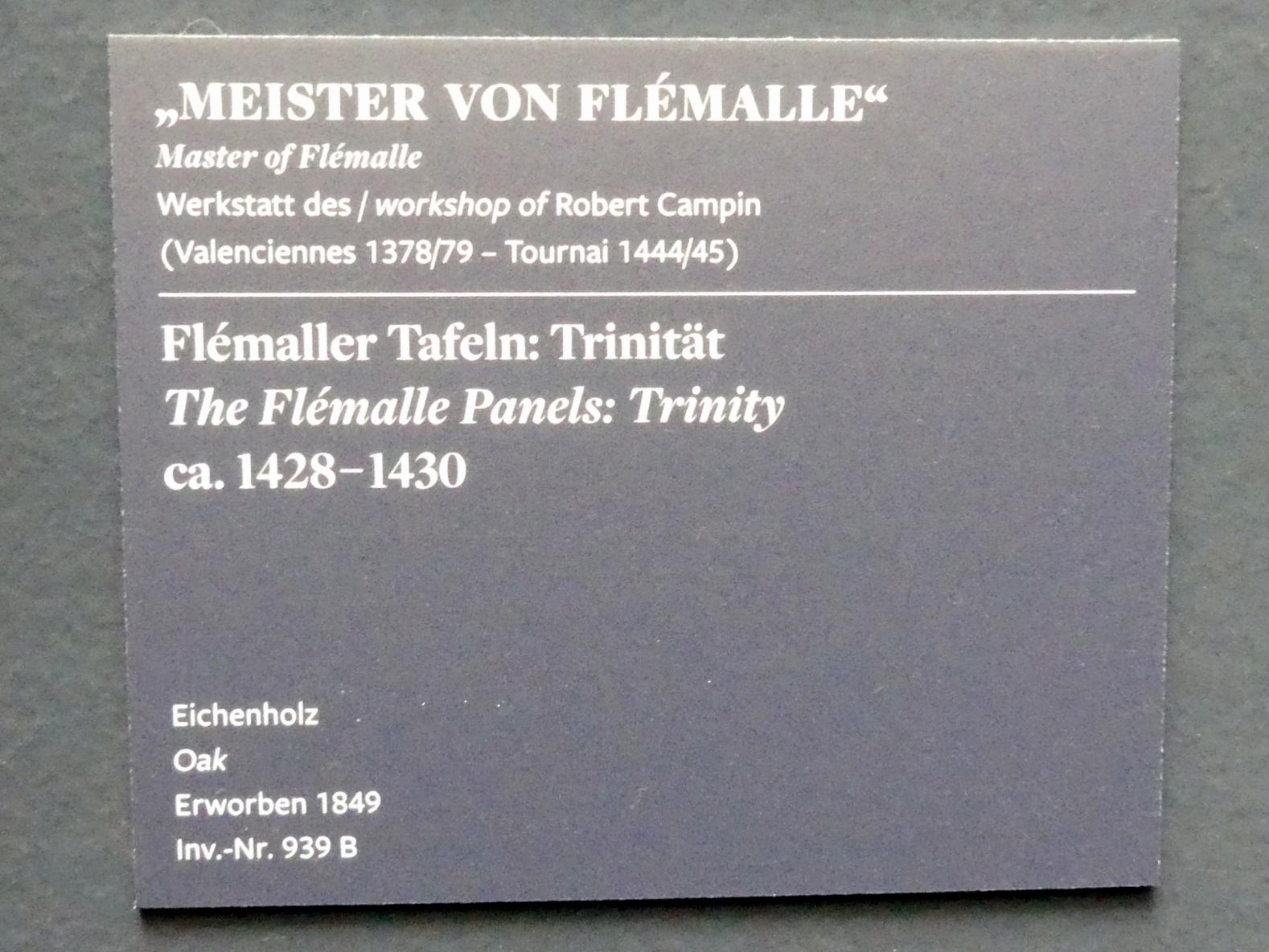 Meister von Flémalle (1427–1435), Flémaller Tafeln: Trinität, Frankfurt am Main, Städel Museum, 2. Obergeschoss, Saal 1, um 1428–1430, Bild 2/2