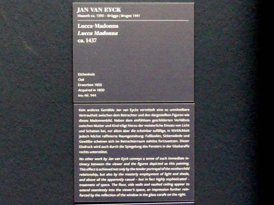 Jan van Eyck (1430–1441), Lucca-Madonna, Frankfurt am Main, Städel Museum, 2. Obergeschoss, Saal 1, um 1437, Bild 2/2