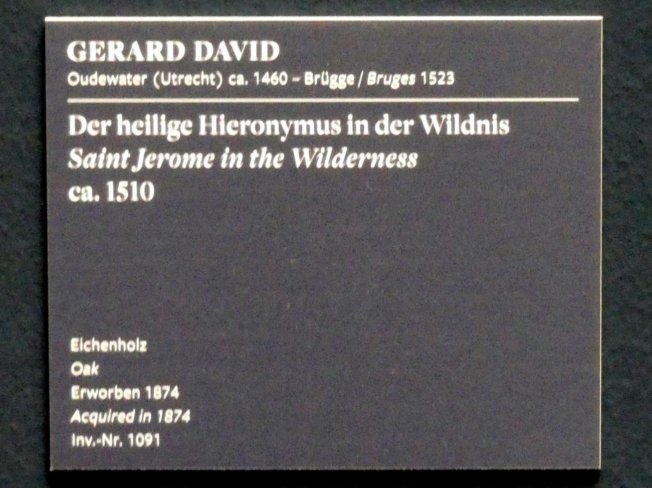 Gerard David (1475–1519), Der hl. Hieronymus in der Wildnis, Frankfurt am Main, Städel Museum, 2. Obergeschoss, Saal 1, um 1510, Bild 2/2