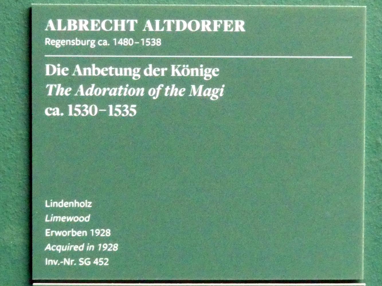 Albrecht Altdorfer (1507–1537), Die Anbetung der Könige, Frankfurt am Main, Städel Museum, 2. Obergeschoss, Saal 2, um 1530–1535, Bild 2/2