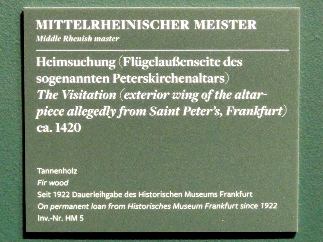 Heimsuchung (Flügelaußenseite des sog. Peterskirchenaltars), Frankfurt am Main, Städel Museum, 2. Obergeschoss, Saal 3, um 1420, Bild 2/2