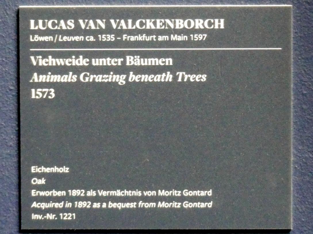 Lucas van Valckenborch (1556–1595), Viehweide unter Bäumen, Frankfurt am Main, Städel Museum, 2. Obergeschoss, Saal 5, 1573, Bild 2/2