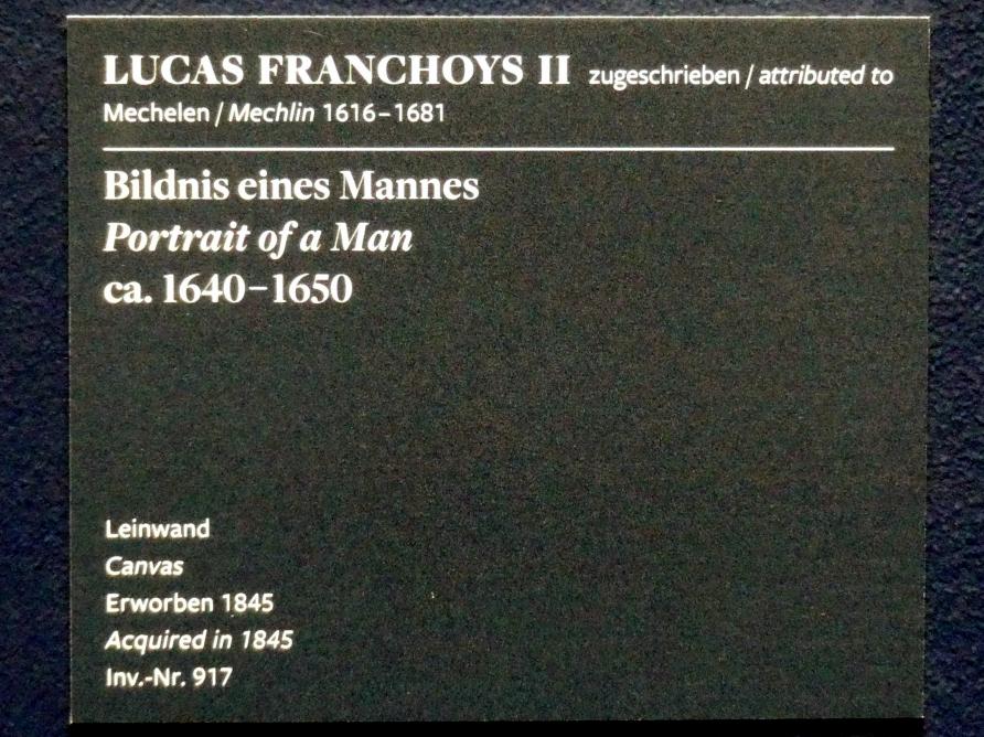 Lucas Franchoys der Jüngere (1645–1650), Bildnis eines Mannes, Frankfurt am Main, Städel Museum, 2. Obergeschoss, Saal 5, um 1640–1650, Bild 2/2