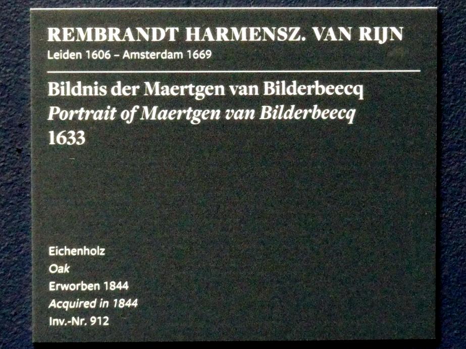 Rembrandt (Rembrandt Harmenszoon van Rijn) (1627–1669), Bildnis der Maertgen van Bilderbeecq, Frankfurt am Main, Städel Museum, 2. Obergeschoss, Saal 6, 1633, Bild 2/2