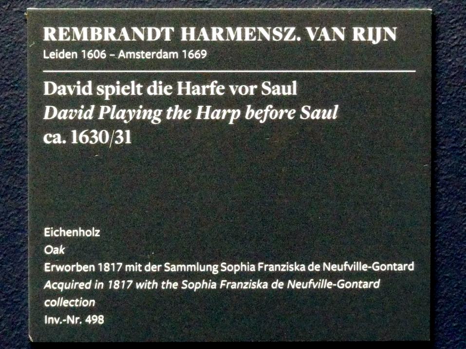 Rembrandt (Rembrandt Harmenszoon van Rijn) (1627–1669), David spielt die Harfe vor Saul, Frankfurt am Main, Städel Museum, 2. Obergeschoss, Saal 6, um 1630–1631, Bild 2/2
