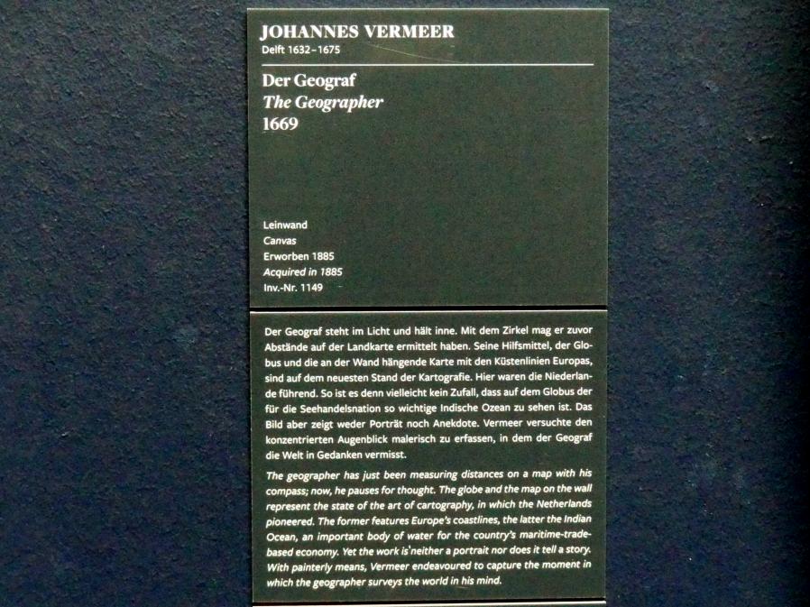 Jan Vermeer (Johannes Vermeer) (1654–1672), Der Geograf, Frankfurt am Main, Städel Museum, 2. Obergeschoss, Saal 7, 1669, Bild 2/2