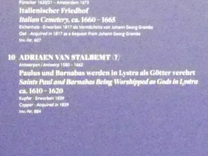 Adriaen van Stalbemt (1610–1662), Paulus und Barnabas werden in Lystra als Götter verehrt, Frankfurt am Main, Städel Museum, 2. Obergeschoss, Saal 10, um 1610–1620, Bild 2/2