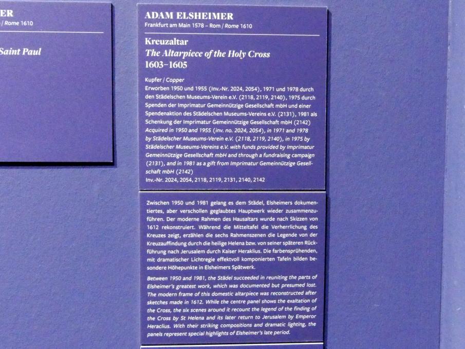Adam Elsheimer (1597–1609), Kreuzaltar, Frankfurt am Main, Städel Museum, 2. Obergeschoss, Saal 10, 1603–1605, Bild 2/2