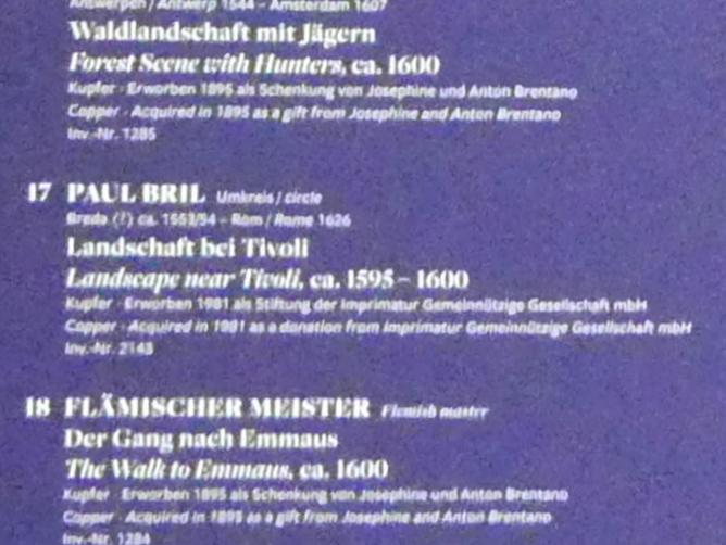 Paul Bril (Umkreis) (1597–1605), Landschaft bei Tivoli, Frankfurt am Main, Städel Museum, 2. Obergeschoss, Saal 10, um 1595–1600, Bild 2/2