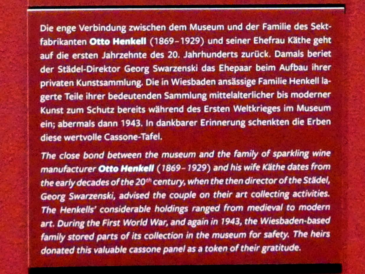 Front einer Hochzeitstruhe (Cassone), Frankfurt am Main, Städel Museum, 2. Obergeschoss, Saal 12, 1. Hälfte 15. Jhd., Bild 4/4