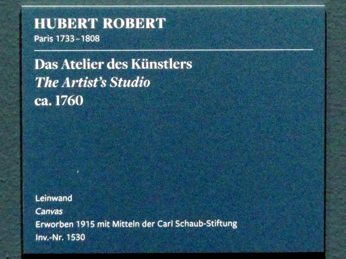 Hubert Robert (1759–1803), Das Atelier des Künstlers, Frankfurt am Main, Städel Museum, 2. Obergeschoss, Saal 17, um 1760, Bild 2/2