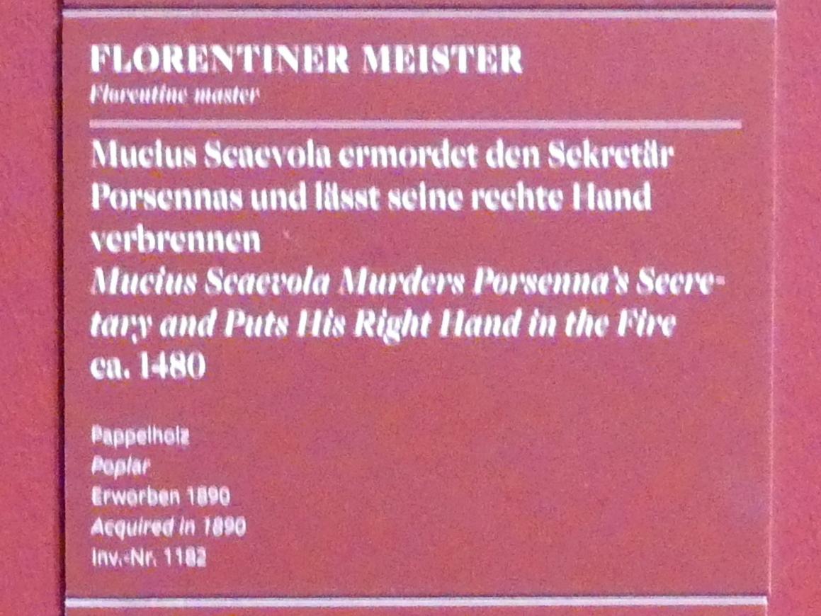 Mucius Scaevola ermordet den Sekretär Porsennas und lässt seine rechte Hand verbrennen, Frankfurt am Main, Städel Museum, 2. Obergeschoss, Saal 13, um 1480, Bild 2/4