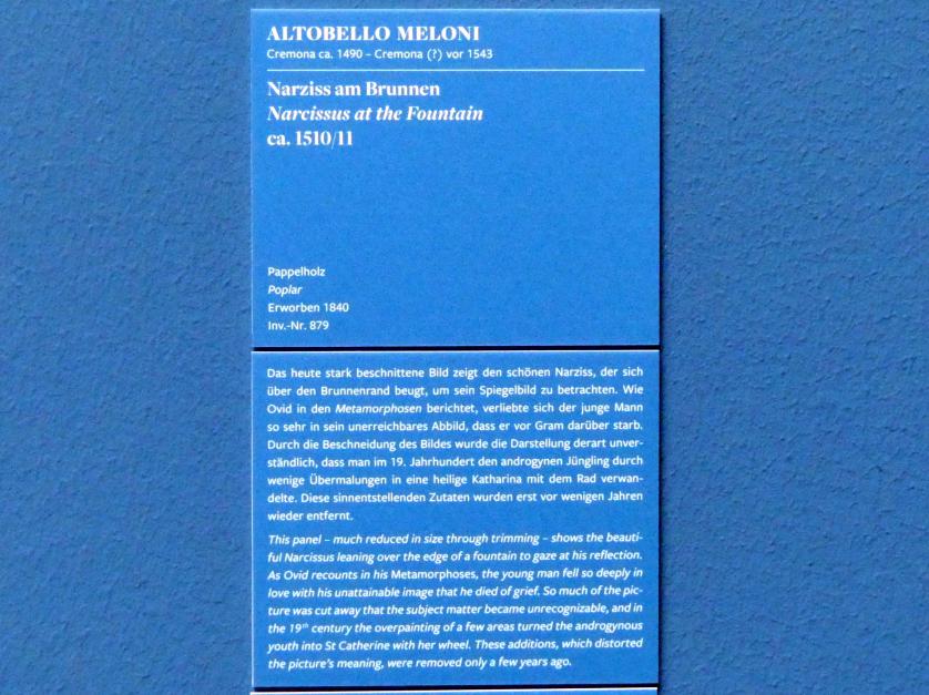 Altobello Melone (1510), Narziss am Brunnen, Frankfurt am Main, Städel Museum, 2. Obergeschoss, Saal 15, um 1510–1511, Bild 2/2
