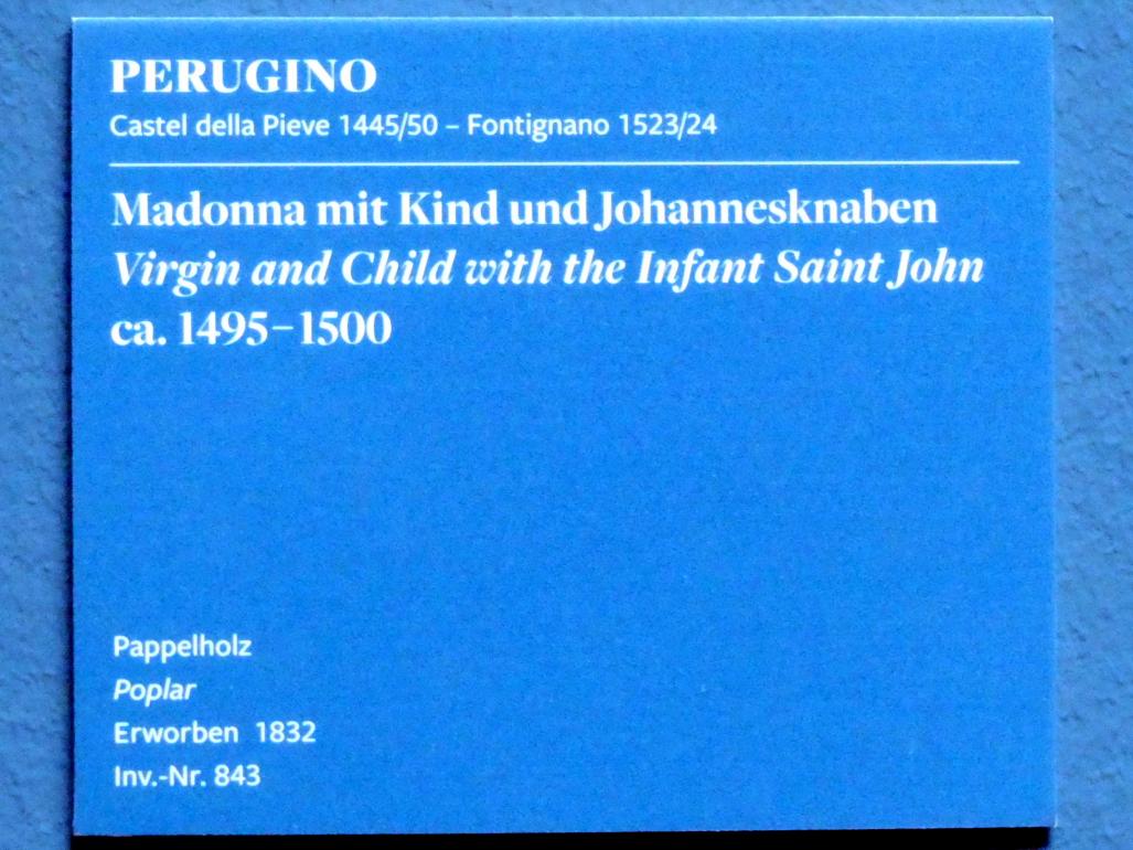 Pietro Perugino (Pietro di Cristoforo Vannucci) (1474–1517), Madonna mit Kind und Johannesknaben, Frankfurt am Main, Städel Museum, 2. Obergeschoss, Saal 15, um 1495–1500, Bild 2/2