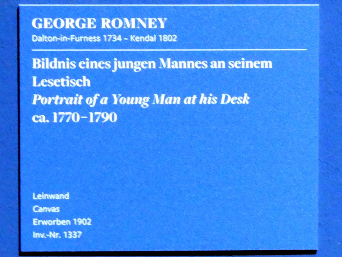 George Romney (1778–1795), Bildnis eines jungen Mannes an seinem Lesetisch, Frankfurt am Main, Städel Museum, 2. Obergeschoss, Saal 16, um 1770–1790, Bild 2/2