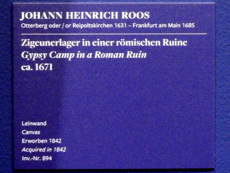 Johann Heinrich Roos (1660–1685), Zigeunerlager in einer römischen Ruine, Frankfurt am Main, Städel Museum, 2. Obergeschoss, Saal 18, um 1671, Bild 2/2