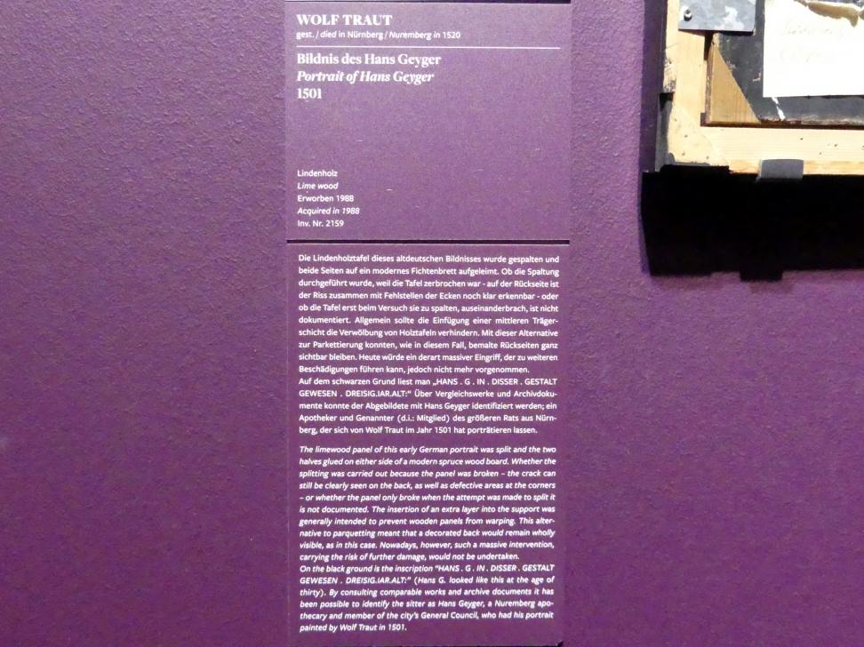Wolf Traut (1501–1517), Bildnis des Hans Geyer, Frankfurt am Main, Städel Museum, 2. Obergeschoss, Saal 20, 1501, Bild 3/3